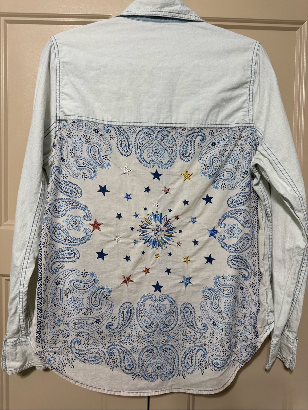 Free People "Bandana Bandit" Button Down Shirt M - Picture 7 of 10